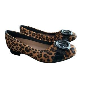 Clark's Pony Hair Leopard Print Blush Cove Ballet Flats Patent Leather Shoes 9 M